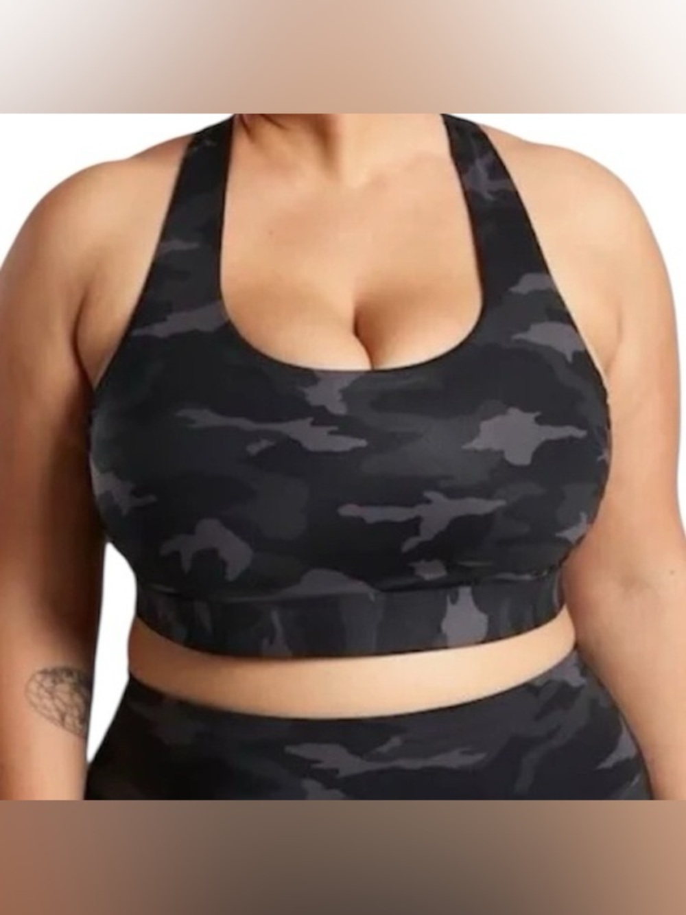 Athleta Ultimate Printed Bra D-DD+ Black Camo Size 2X